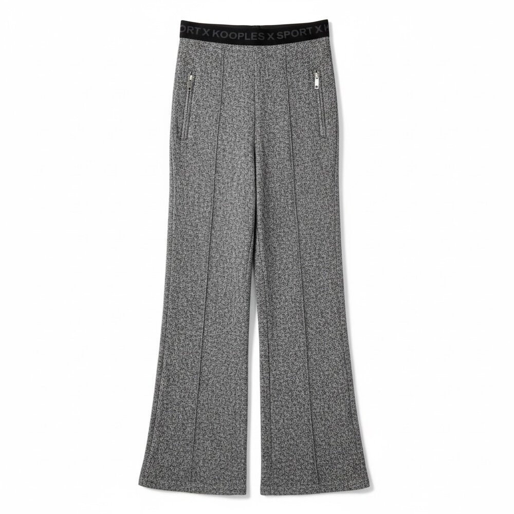 The Kooples X Sport NWT Sweet Fleece Pant Sweatpant Black Gray Wide Leg Size 2/M